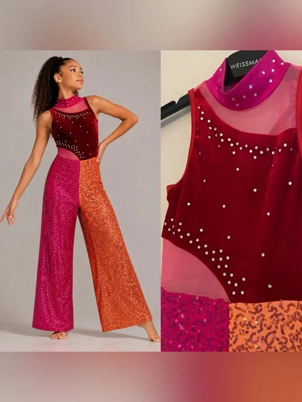 WEISSMAN Elite Dance Costume wide leg unitard Let's Groove 16752 contemporary MC